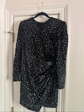 A.L.C. Black Long-Sleeve Sequin Mini Dress